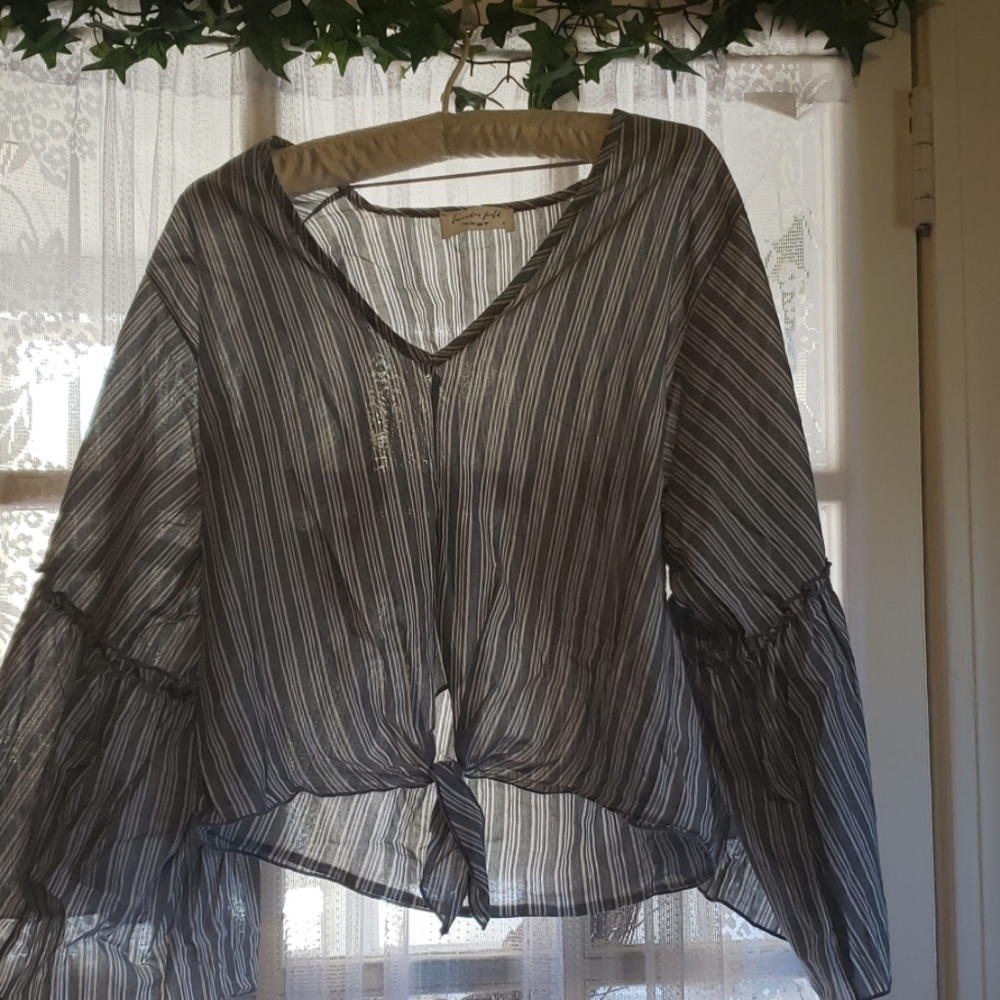 Lavender field crop top blouse